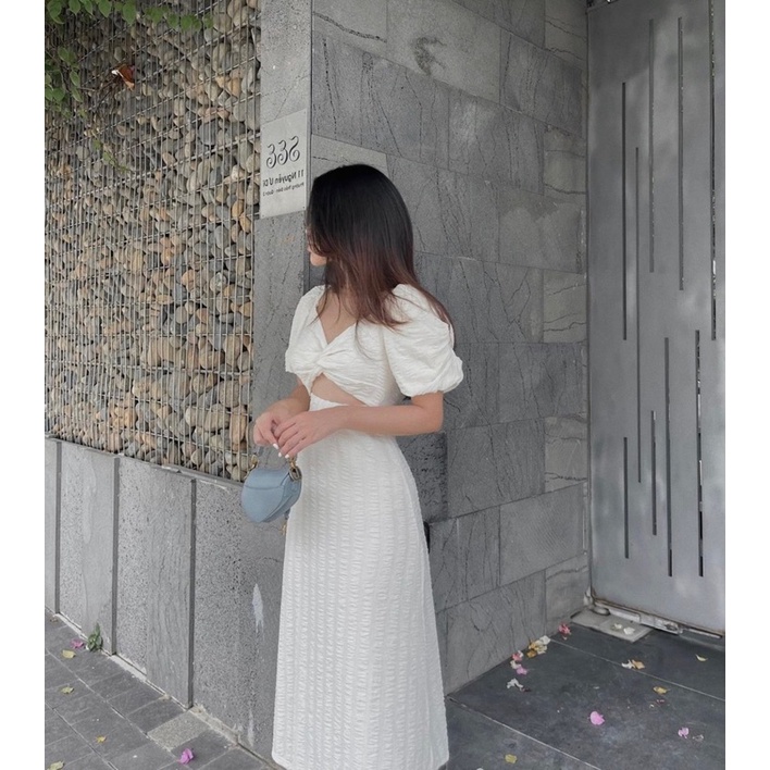 Đầm gân xốp mềm cut-out