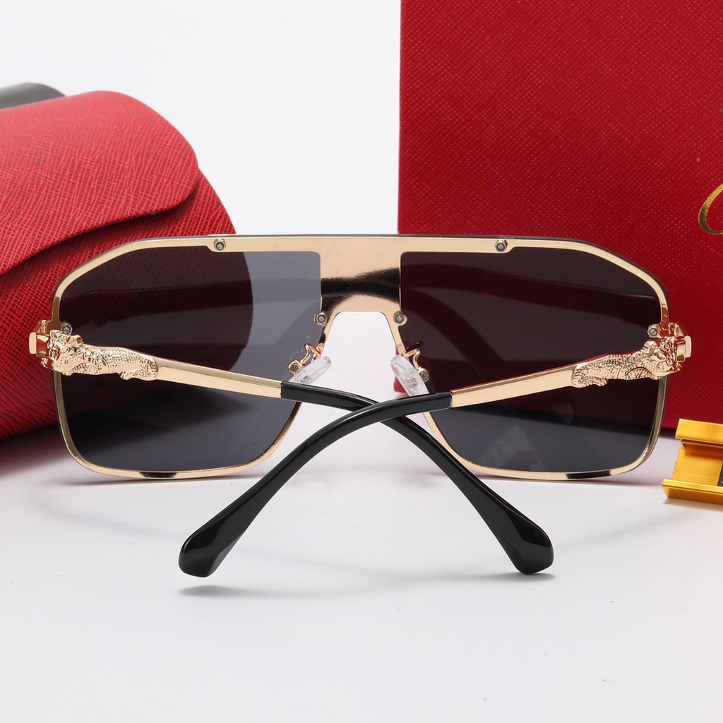 Cartier Kính Mát Gọng Vuông Bản To Phong Cách Vintage Thời Trang Cho Nam Nữ