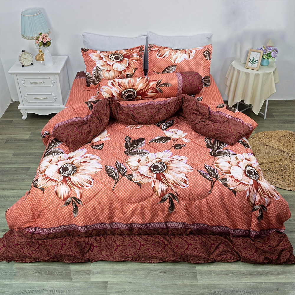 [CHỌN MẪU] Set 5 Bộ Chăn Phao Ga Gối poly cotton [Loại đẹp] [ 1 Chăn phao + 1 Ga chun + 2 Vỏ gối nằm + 1 Vỏ gối ôm ]