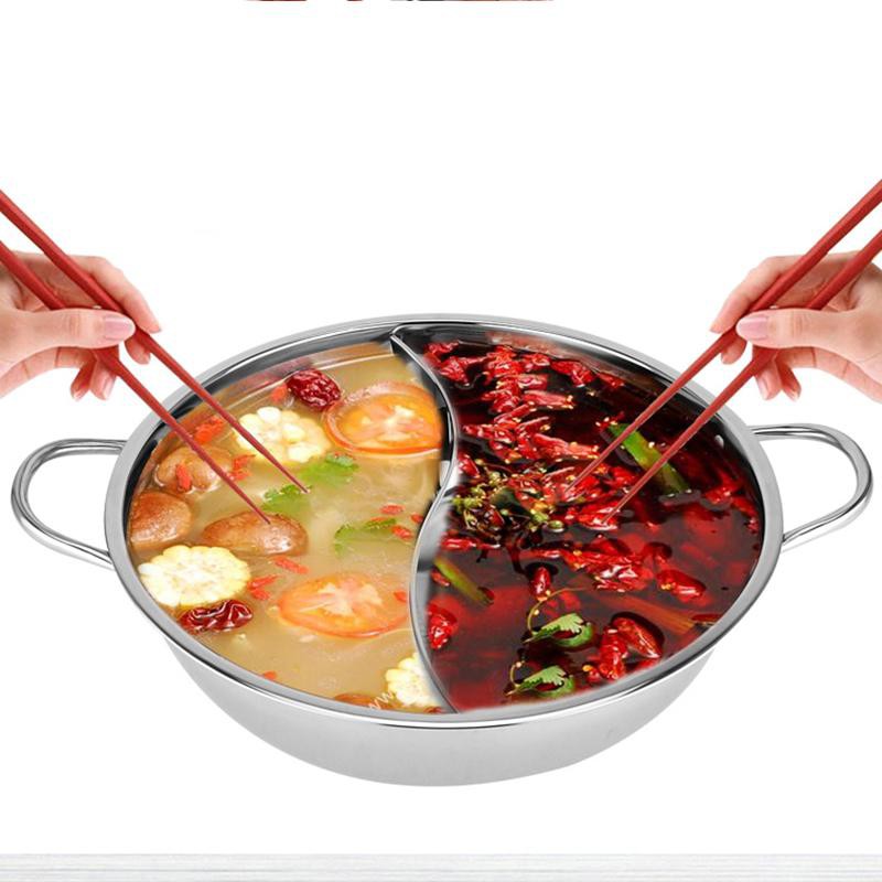 Nồi Lẩu Inox 2 Ngăn Hotpot Size 28cm