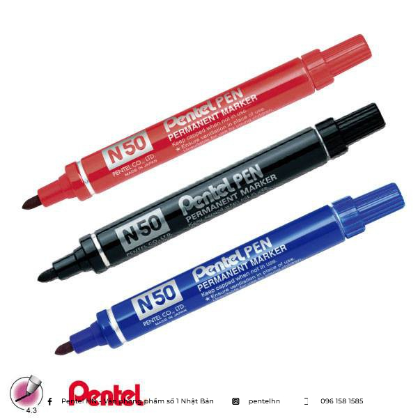 Bút Dạ Dầu Pentel N50 | Mực Nhanh Khô, Không Nhòe Khi Thấm Nước | Viết Được Trên Nhiều Chất Liệu