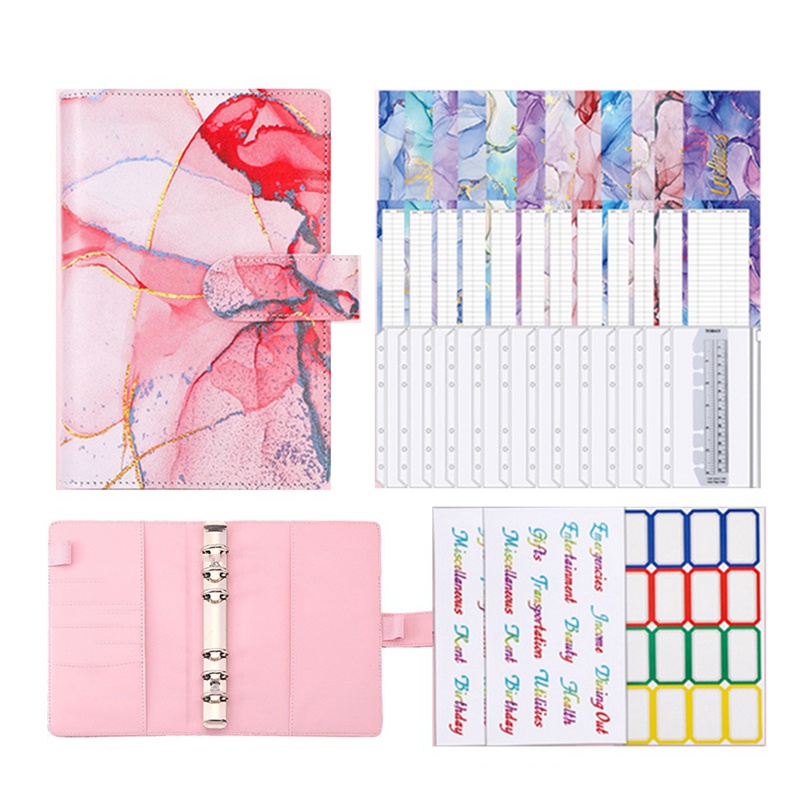 Túi Đựng Tài Liệu / Tiền Tài Liệu Khổ A6 Họa Tiết Vân Đá Cẩm Thạch Nhiều Màu Sắc Có Khóa Kéo Cho Budget Binde