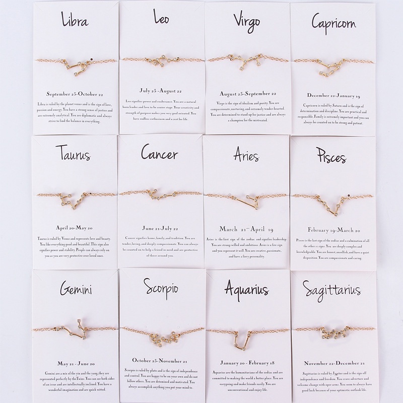 Vòng Tay Chuỗi Hạt Kim Cương Hình 12 Cung Hoàng Đạo Chất Lượng Cao libra cancer Aquaman