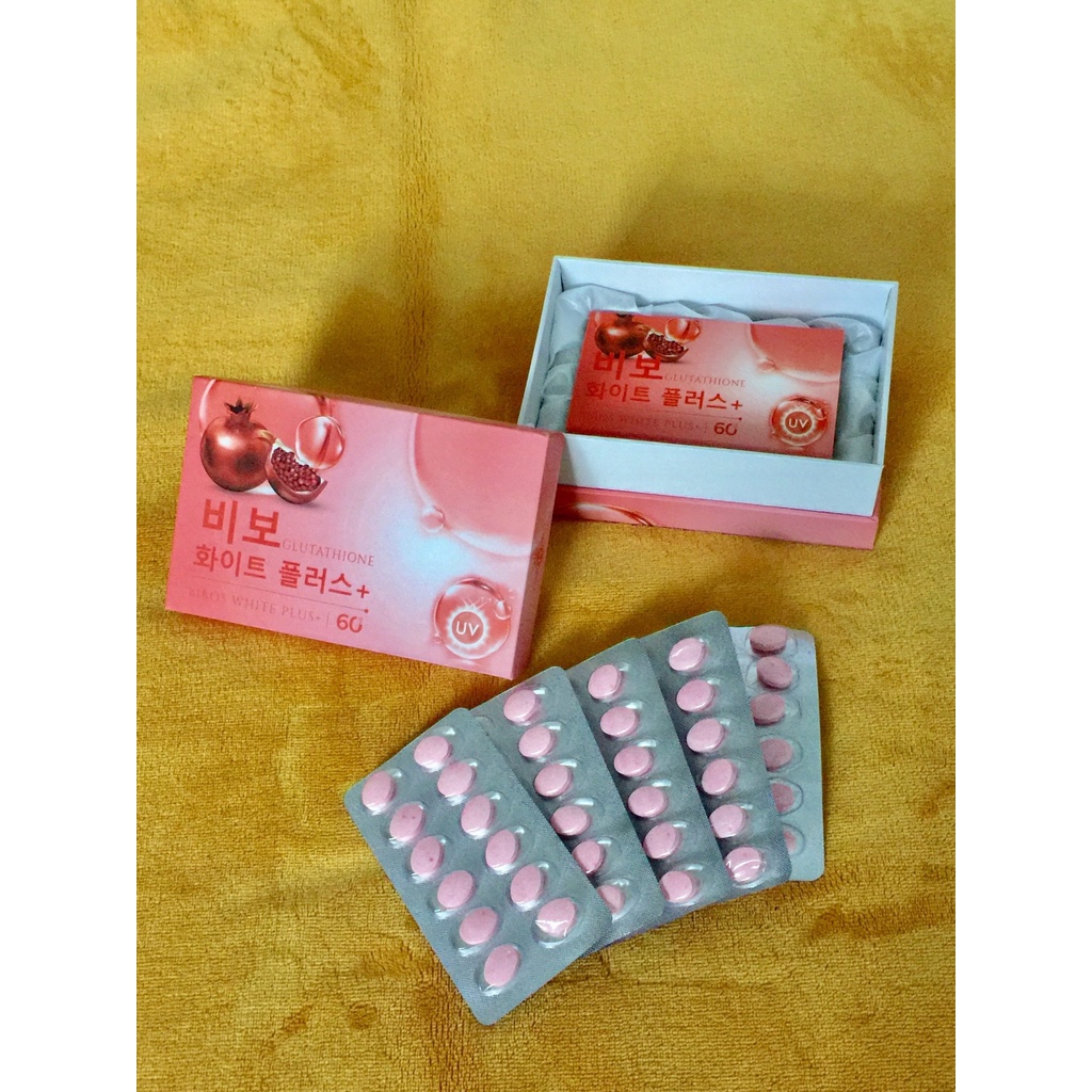 Viên Uống Trắng Da BIBOS White Plus + Chống Nắng Giảm Thâm Nám Tàn Nhang Da Không Đều Màu Hộp 60 Viên