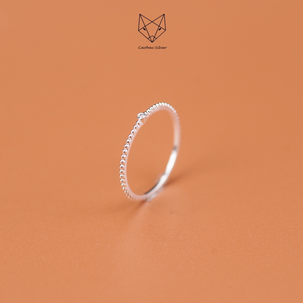 Nhẫn Bạc Ta Minimalist Cao Cấp CaoBac Silver Ổ Đá Mini Cạnh Bi Xinh Xắn Dành Tặng Riêng Cho Bạn Gái