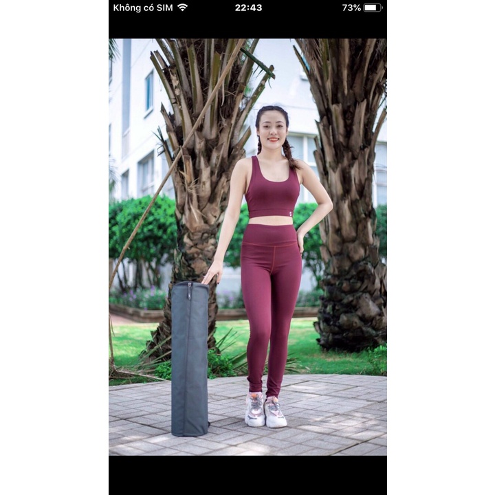 Bộ tập Gym nữ áo sát nách quần legging đồ tập gym yoga  aerobic nữ có tay chất đẹp DU012