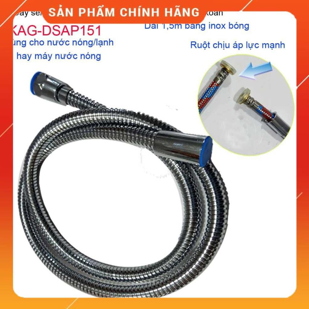 Dây vòi hoa sen chịu nhiệt chịu áp 1.5m, dây vòi tắm hoa sen- dây vòi xịt vệ sinh 1.5m, dây sen chống xoắn KAG-DSAP151