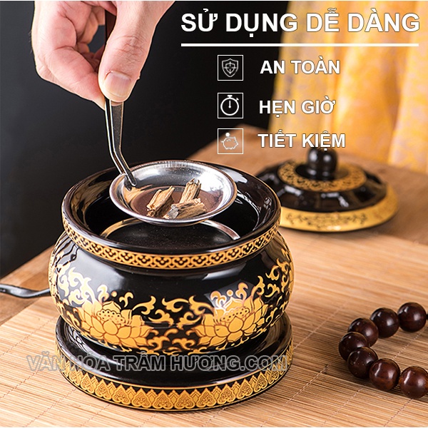 Lư xông trầm bằng điện - Lư đốt trầm bằng điện - Có Bảo Hành - Size To - Hẹn Giờ- Điều Chỉnh Nhiệt Độ