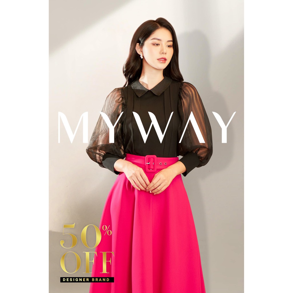 Áo Sơ Mi Nữ MY Way Công Sở Tay Lỡ Phối Voan Sọc Sang Trọng MA208