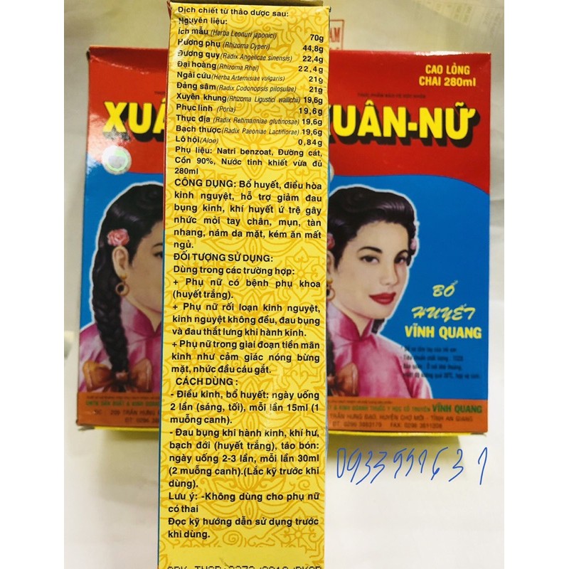 Xuân nữ bổ huyết cao-chai 280ml