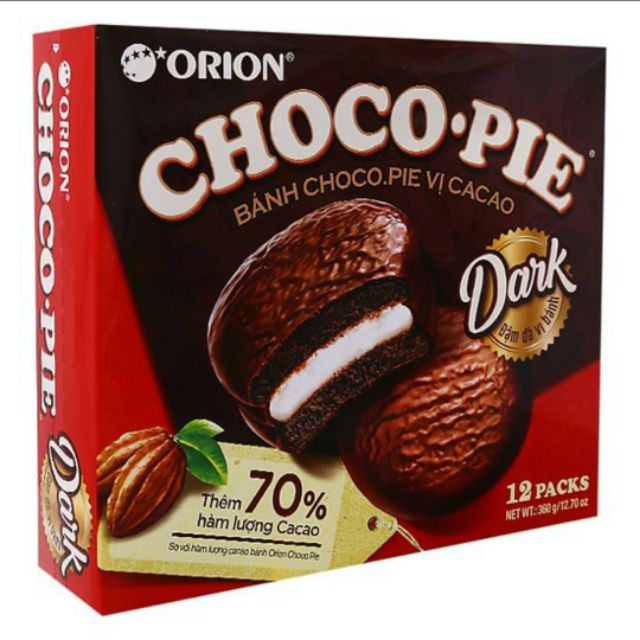 Bánh Chocopie Dark Orion vị Cacao hộp lớn 12 cái 360g