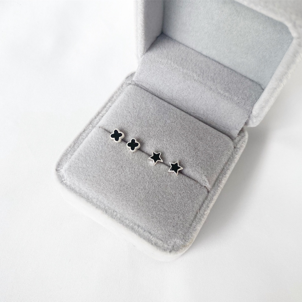 Khuyên tai nụ bạc 925 ngôi sao đen mini xinh xắn trẻ trung Dế Bạc - K6039