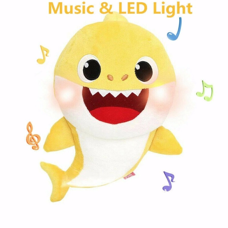 Cá Mập Nhồi Bông Mềm Phát Nhạc Có Đèn LED Cho Bé