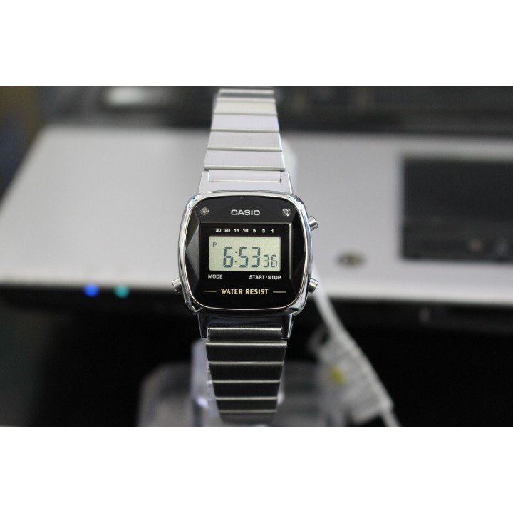 HOT Đồng Hồ Nữ Casio LA670WAD-1DF Điện Tử - Dây Đeo Kim Loại - Mặt Vuông Đính Đá Kim Cương chính hãng