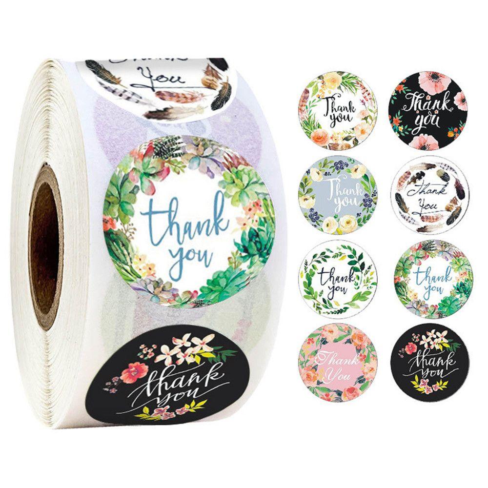 CHOOKEY Set 500 Nhãn Dán Tròn In Chữ Thank You Dùng Để Trang Trí Quà Tặng