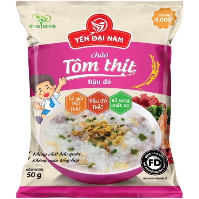 Combo 10 gói Cháo Đậu Đỏ Tôm Thịt 50g - Yến Đại Nam