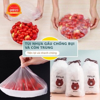 Gói 100c màng bọc thực phẩm có chun co dãn tái sử dụng kèm túi gấu
