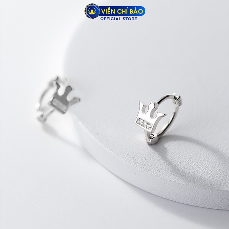 Bông tai bạc nữ hình vương miện kim cương chất liệu bạc 925 thời trang phụ kiện trang sức nữ Viễn Chí Bảo B400569