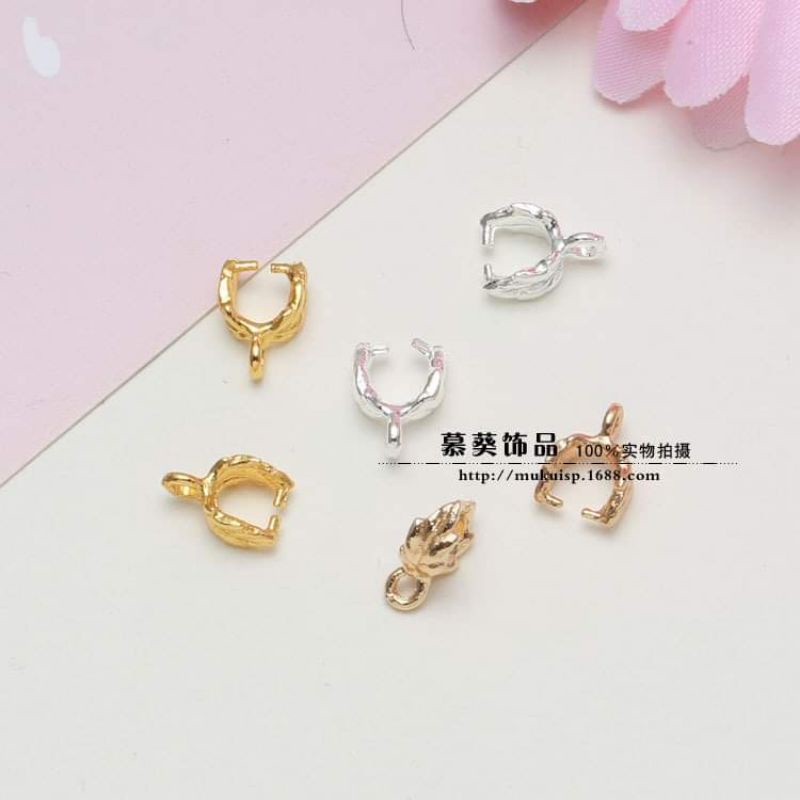 (10 cái) Kẹp gắn hạt size 7*10mm, Nguyên liệu làm trang sức cổ trang, nguyên liệu diy