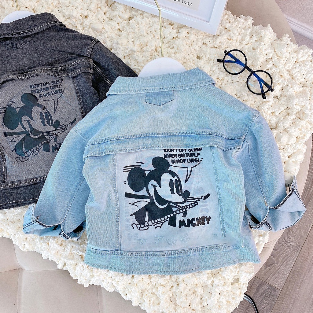 Áo Khoác Bò, Áo Jean In Hình Mickey Cực Dễ Thương Cho Bé Trai gái  10-25kg