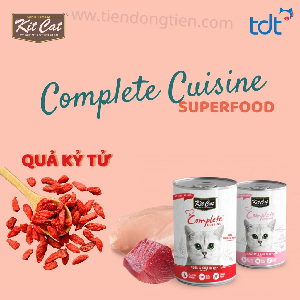 Thức ăn bồi dưỡng có bổ sung taurine cho mèo Kit Cat Complete Cuisine Thái Lan 150gr