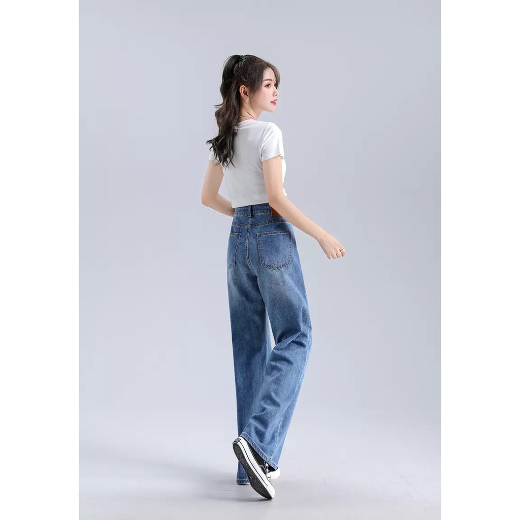 [ HỜN DỖI ] QUẦN JEAN ỐNG RỘNG NỮ XANH ĐẬM RÂU MÈO LAI CUỐN LƯNG CAO FORM DÀI RỘNG THỜI THƯỢNG, CÁ TÍNH, TRẺ TRUNG HOT