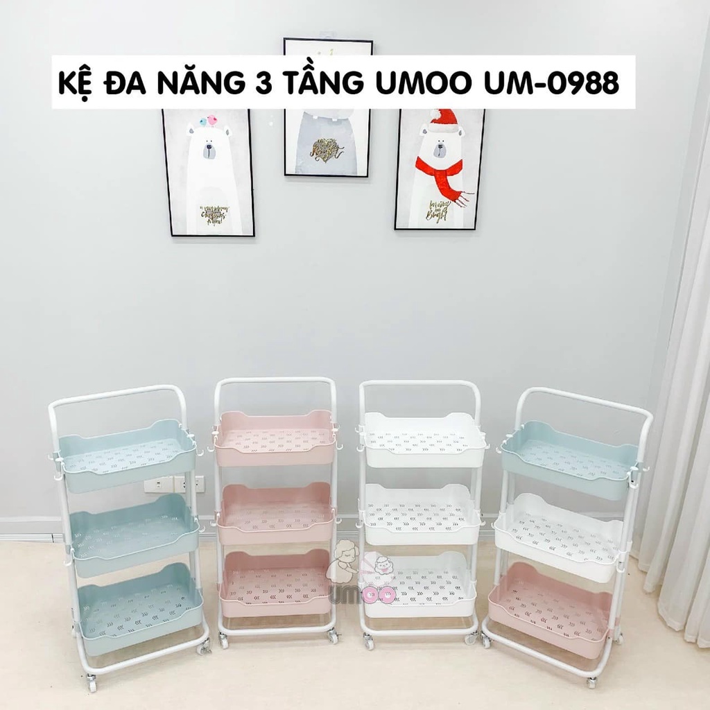 CHÍNH HÃNG POMO Kệ 3 tầng đa năng UMOO có bánh xe