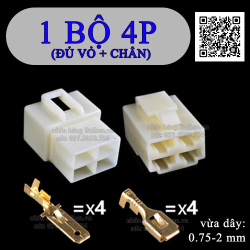 Bộ giắc nối dây điện ô tô - xe máy 2P/3P/4P/6P/8P chống cháy chân đồng cos 6.3