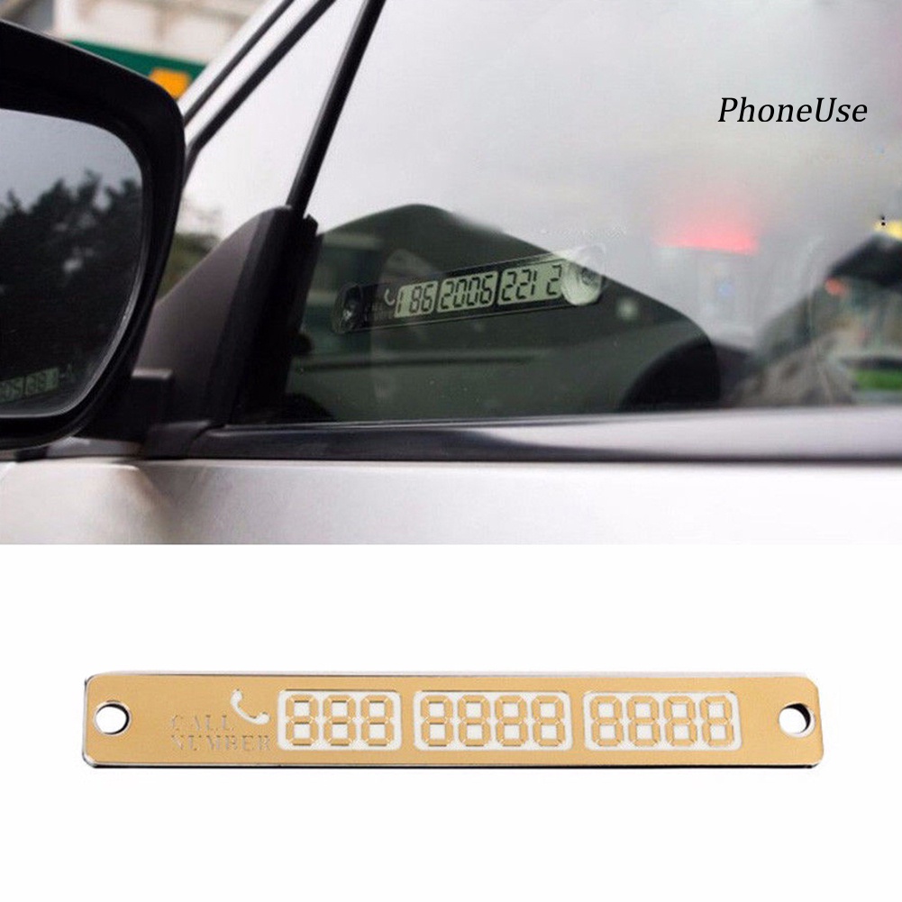 Bảng Số Điện Thoại Đỗ Xe Tạm Thời Bằng PU Dạ Quang Có Cốc Hút Tiện Lợi