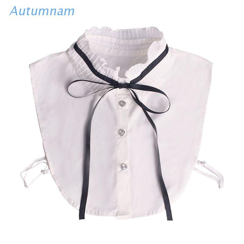 Áo Thun Cotton Cổ Đứng Xếp Ly Cột Dây Ruy Băng Thắt Nơ Có Thể Tháo Rời Phong Cách Hàn Quốc Thanh Lịch Cho Nữ