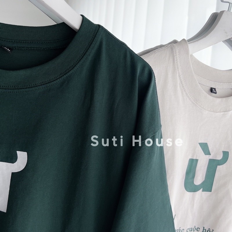[ Rẻ vô địch ] Áo thun cotton tay lỡ dáng rộng unisex - Ừ