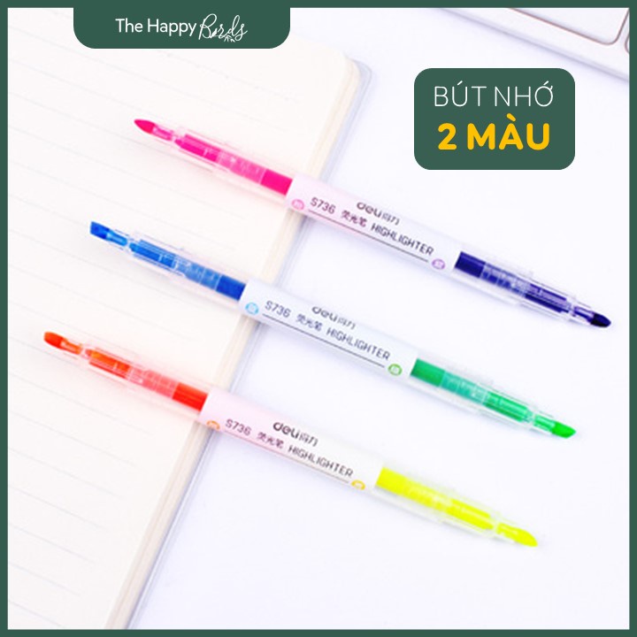 Bút nhớ 2 đầu nhiều màu/ Bút highlight/ Bút dạ quang 6 màu dùng để đánh dấu phụ vụ học tập và làm việc