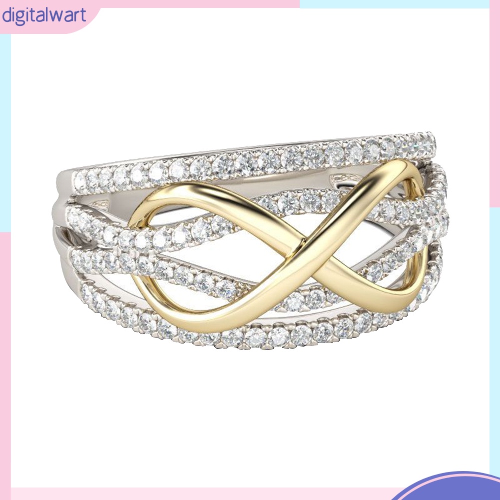 Nhẫn đính hôn đính đá hình số 8 sang trọng