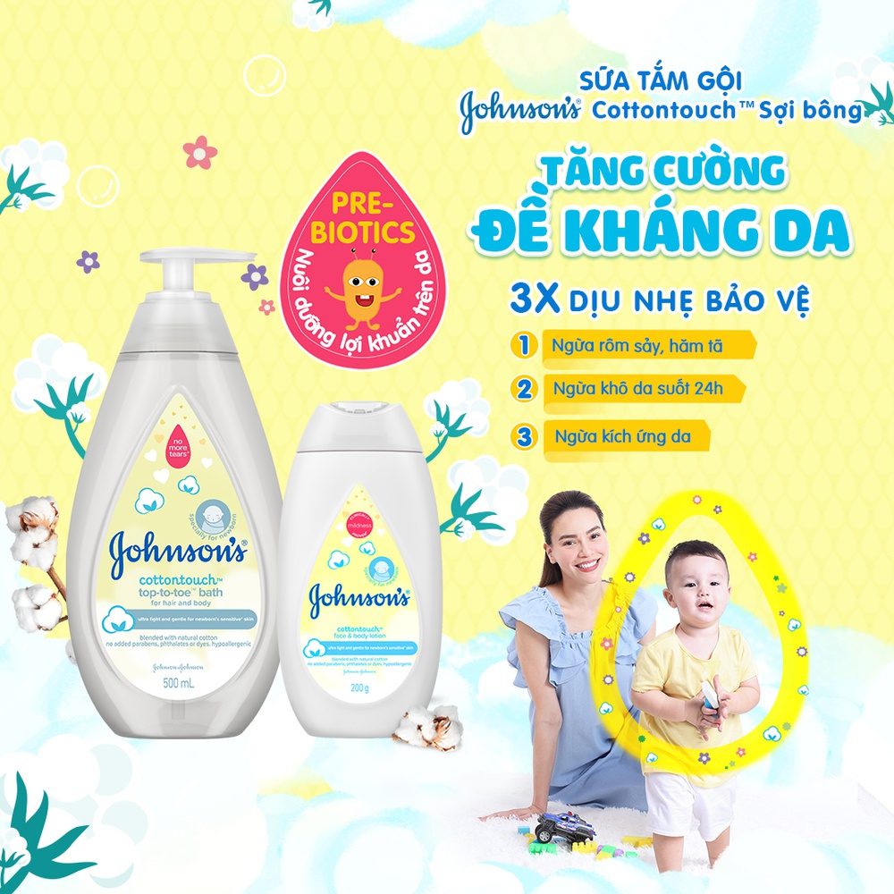 Tắm gội dịu nhẹ như bông Johnson's baby cotton touch cho bé 500ml