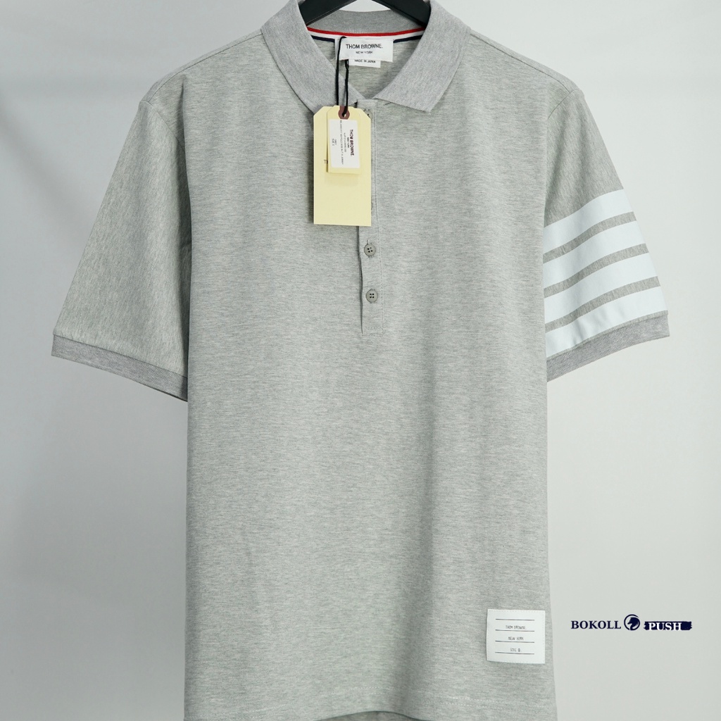 Áo polo unisex THOM BROWNE- 4BARS phong cách BASIC nam nữ form rộng vải cotton 100 % Bestquality 1:1