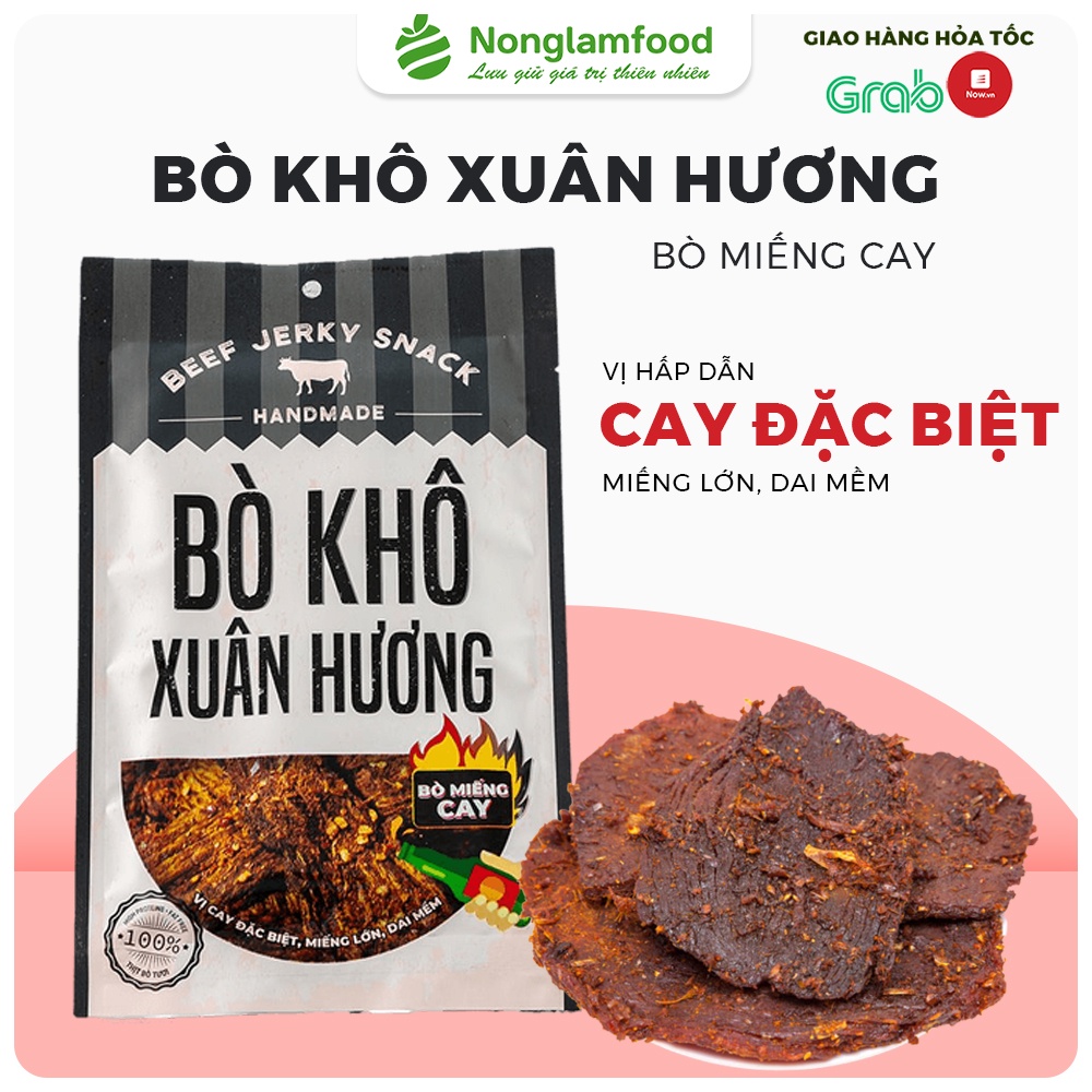 Bò khô miếng vị cay đặc biệt Xuân Hương nguyên chất thịt bò khô tươi thơm ngon đậm đà đồ ăn vặt Nonglamfood