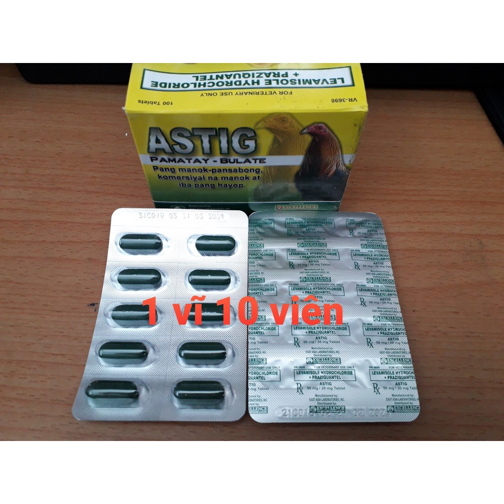 1 vĩ 10 viên astig. sán lãi gà đá