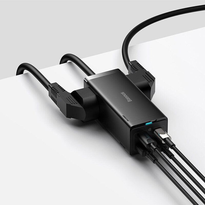 Củ sạc 100W Baseus - Cục gan pro 65w 6IN1 2AC + 2U + 2C kiêm ổ cắm kèm dây type c cho laptop pc máy tính đt ...