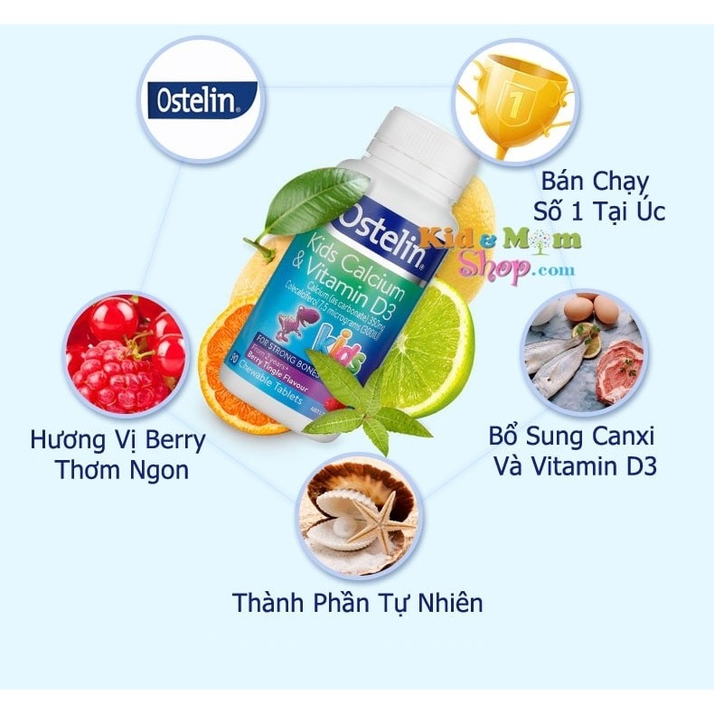 Canxi ostelin kid 90 viên bổ sung canxi cho bé ostelin kid khủng long