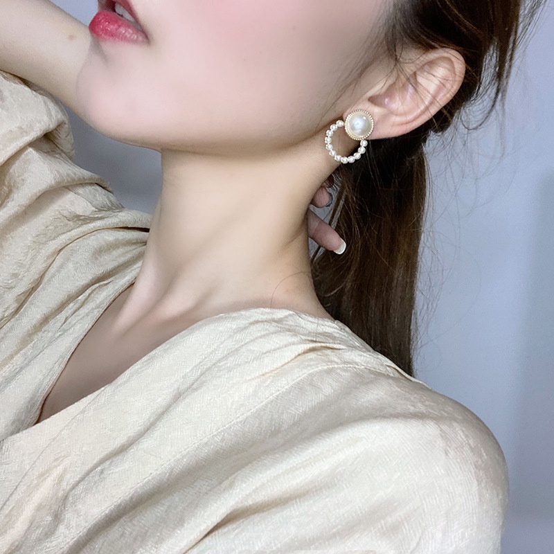 Đôi bông tai nữ RINHOO S925 đính ngọc trai đơn giản thời trang