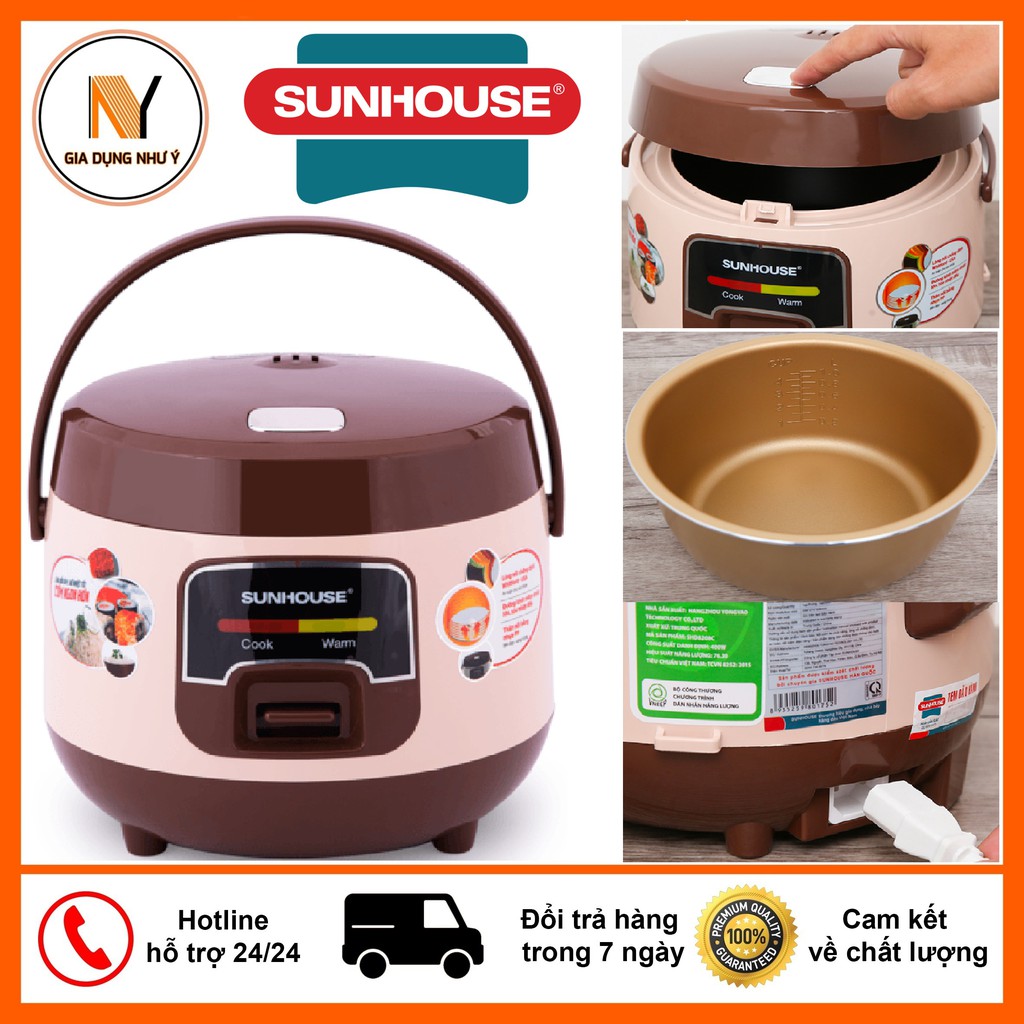 [Mã ELHADEV giảm 4% đơn 300K] Nồi Cơm Điện Mini SUNHOUSE SHD8208C Dung Tích 1 Lít, Phù Hợp 1-3 Người Ăn