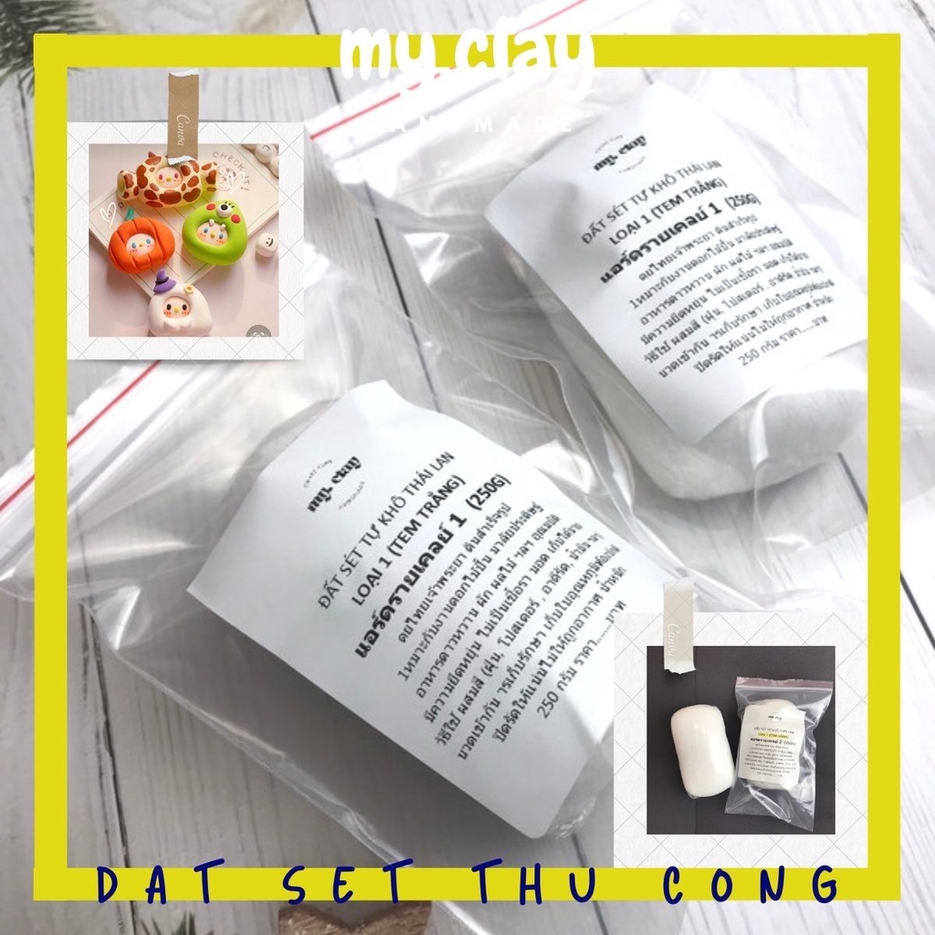 Đất sét tự khô Thái Lan (Đất sét thái) 250g nặn tượng chibi, nhẫn chunky, hoa đất sét - Hàng loại đẹp