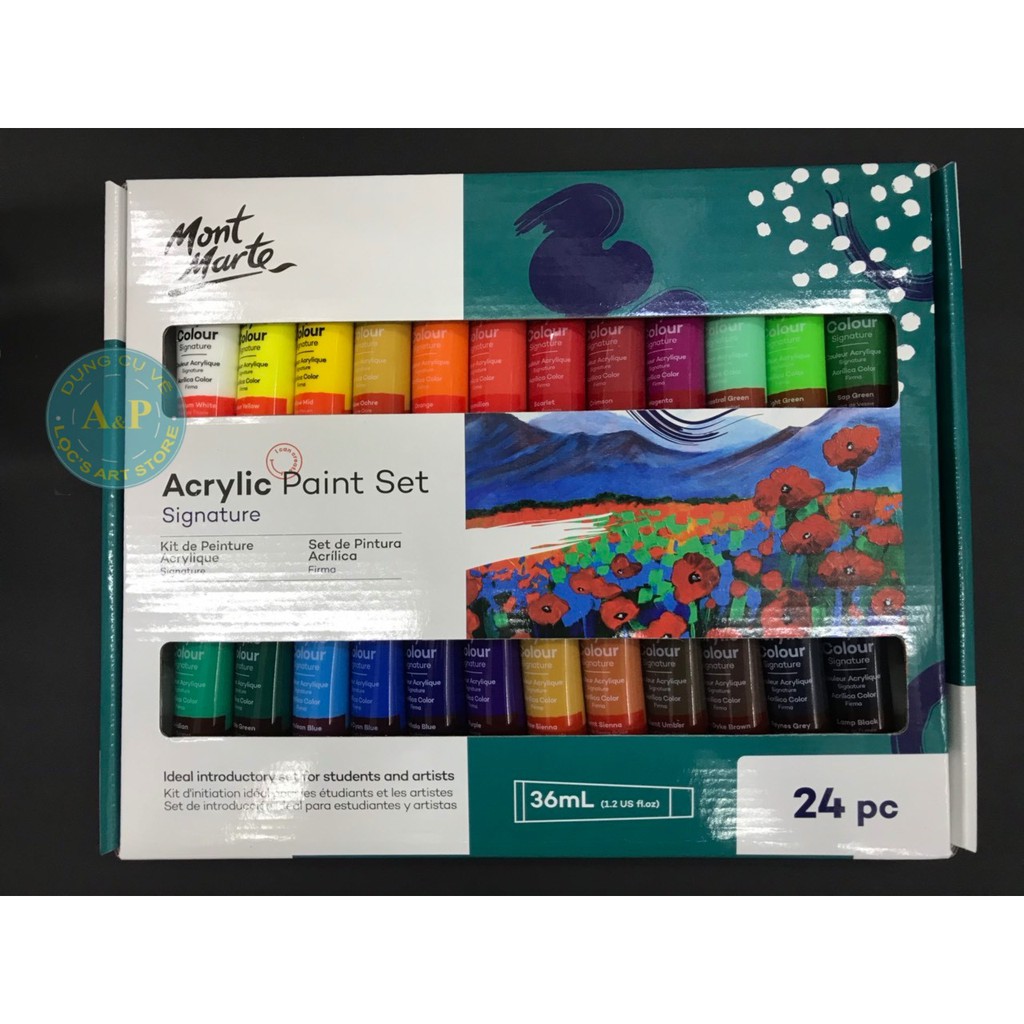 Bộ 24 Màu Mont Marte  Acrylic Paint Signature x 36ml