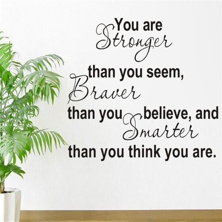 Decal Dán Tường Câu Châm Ngôn You Are Stronger 45 * 55Cm hoa lụa gương tròn hồ cá mini trang trí chụp ảnh chỉ lụa