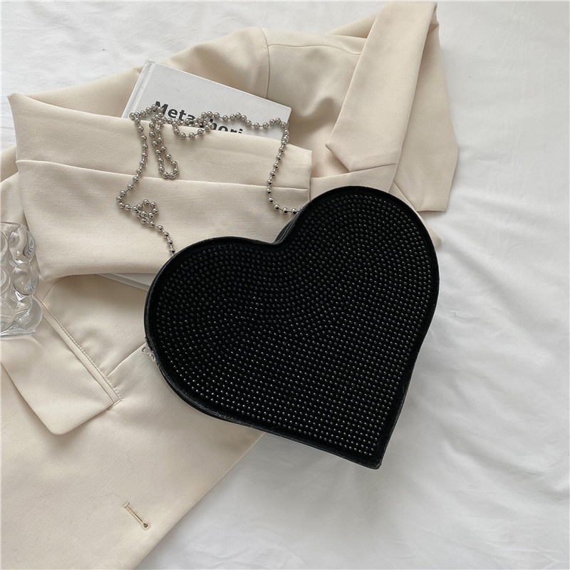 Túi Đeo Vai Hình Trái Tim Đính Đá Lấp Lánh Thời Trang Hàn Quốc 2022