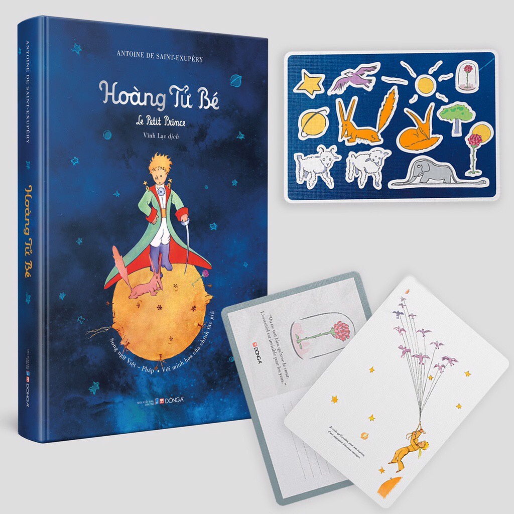 Sách- Hoàng tử bé - Tặng kèm 02 postcards ngẫu nhiên và 1 tấm sticker (Song ngữ Việt - Pháp)