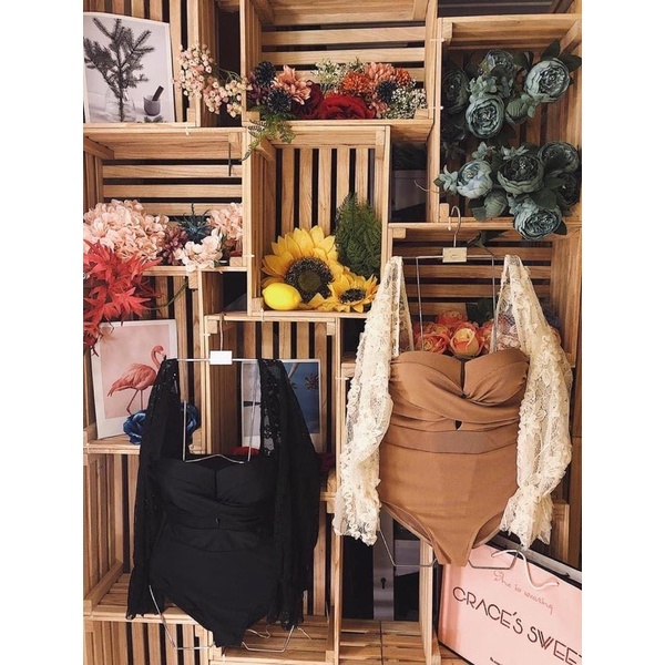 Bikini liền tay ren