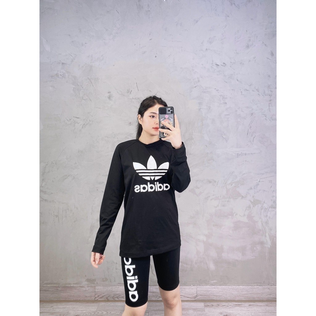(HÀNG XUẤT XỊN) Áo das đen tay dài 616 TREFOIL LS TEE full tag code  Size XS S M L