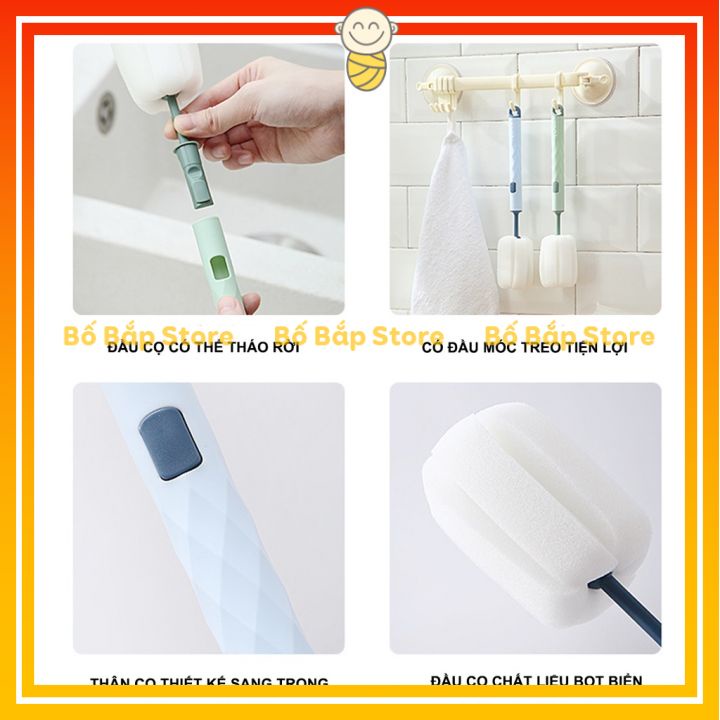 Cọ Rửa Bình Sữa Mút Xốp Siêu Sạch, Có Thể Thay Thế Đầu Mút