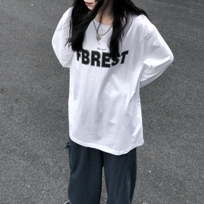 Áo Thun Tay Dài Dáng Rộng In Họa Tiết Thời Trang 2022 Cho Nữ
